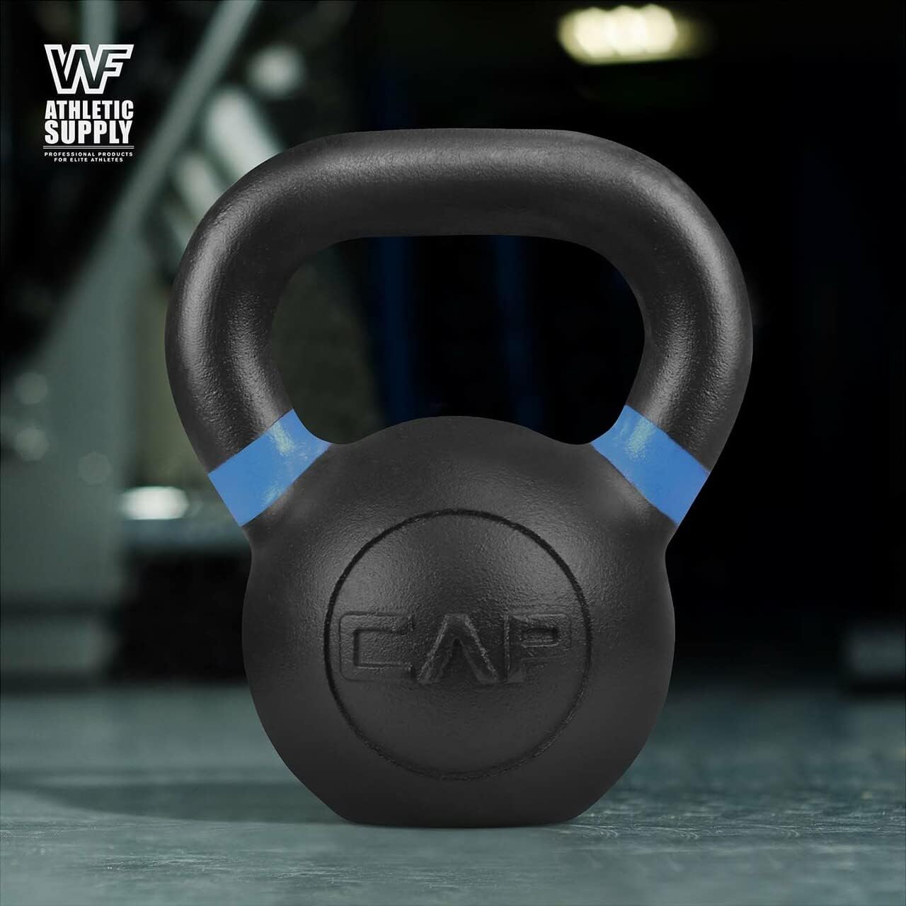 WF Athletic Supply Powder Coated Kettlebells, Black Matte Kettlebell Weights for Strength Training, Conditioning and Functional Fitness, LB and KG Markings