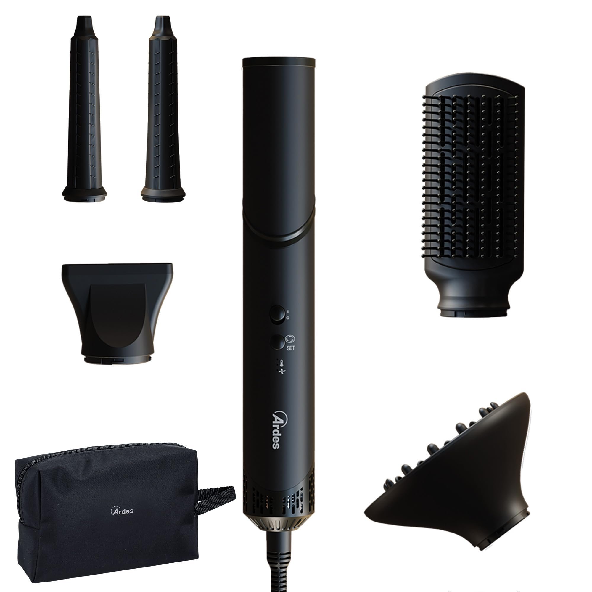 ARDES ESTYLIA ARPHON03 5-in-1 Styler und Haartrockner, 110.000 U,min Digitalmotor, mit automatischem Lockenstab rechts und links, Coanda-Technologie, Glättungsbürste, Konzentrator und Diffusor