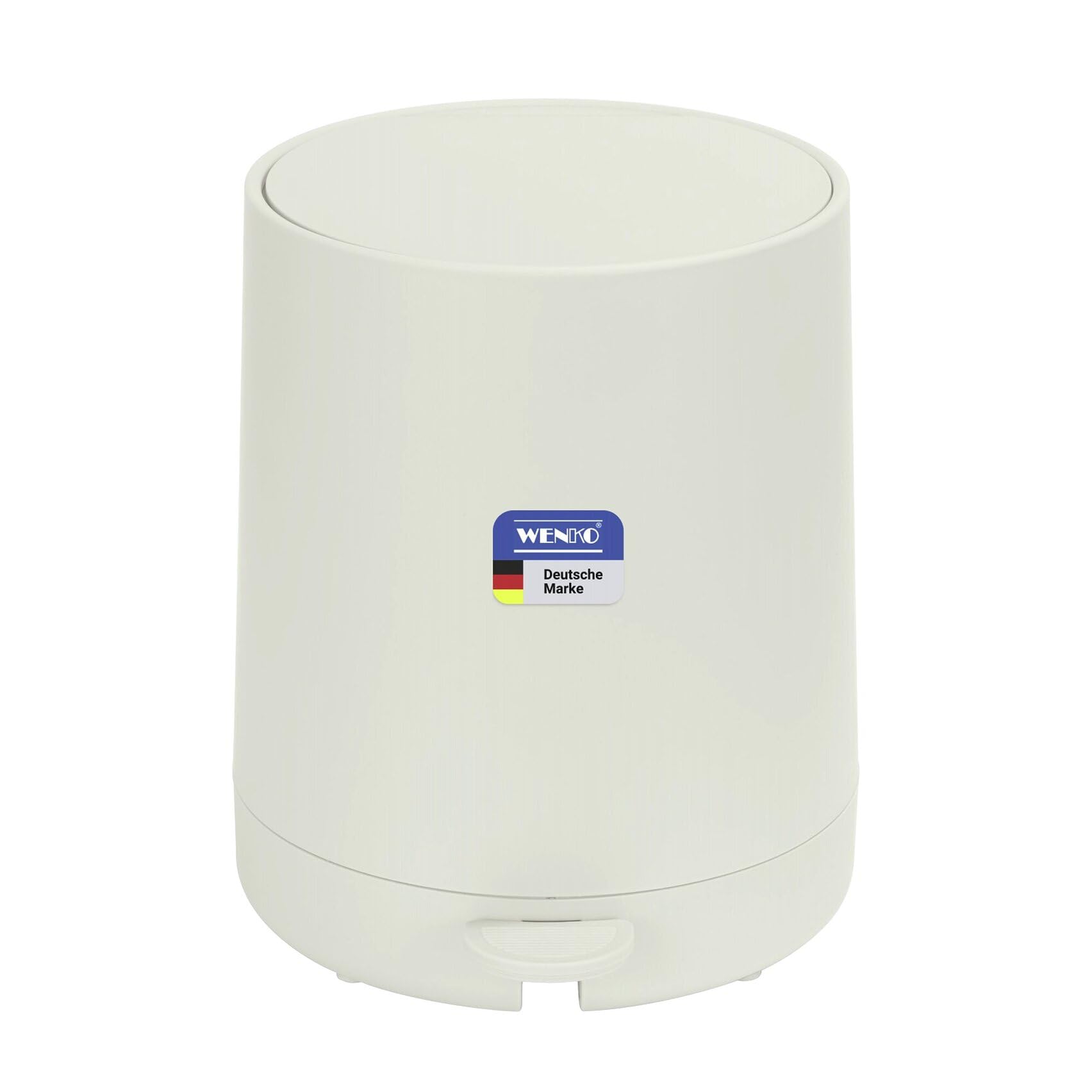 WENKO Kosmetik Treteimer Mod. Fablo aus Kunststoff, Soft-Touch-Beschichtung, Bad-Mülleimer 5 L, Abfalleimer mit Easy-Close Absenkautomatik und Einsatzbehälter, für Bad, Küche oder Büro, creme matt