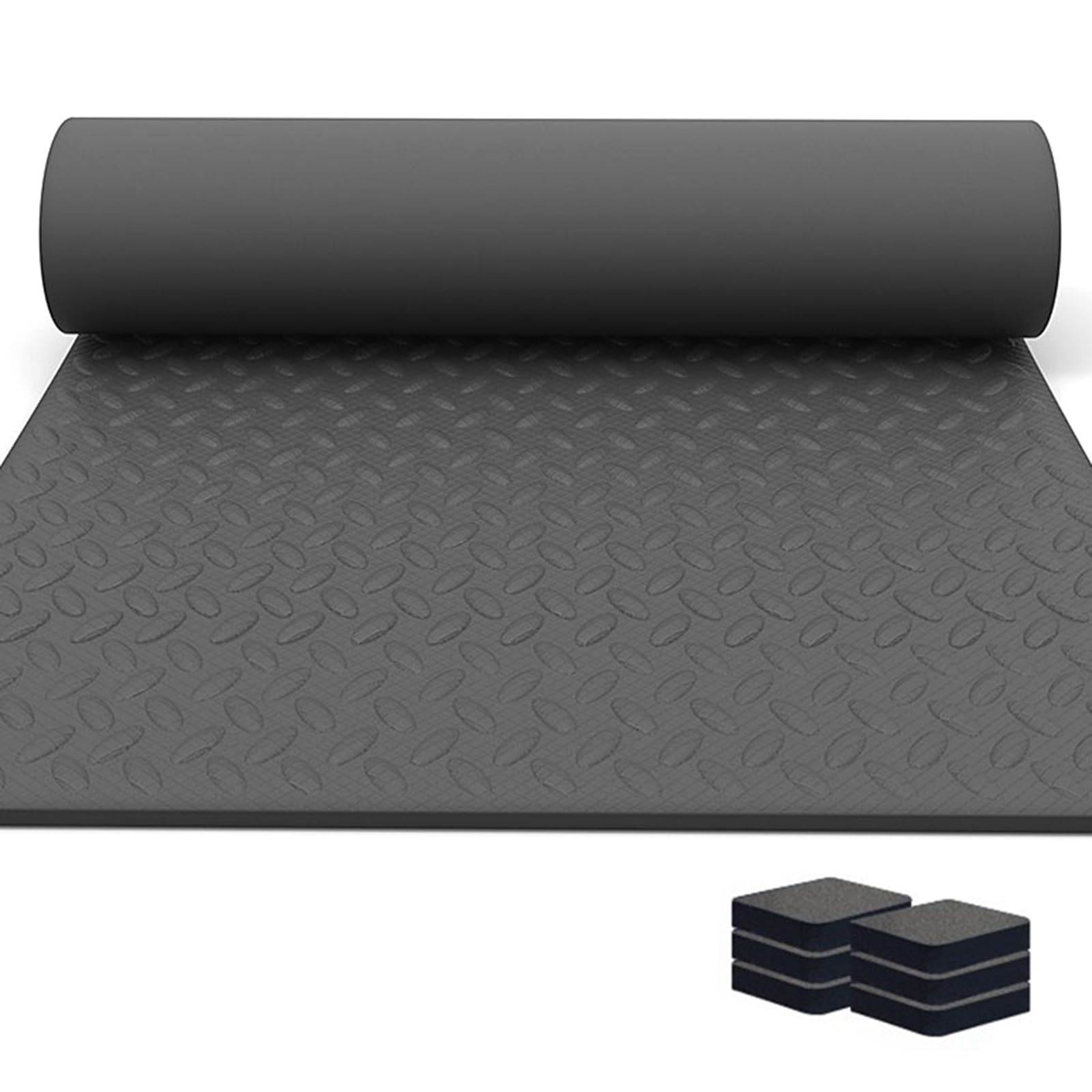 WORDFUN Tappetino Ad Alta Densità per Esercizi Portatile, Tappetino Protettivo Pavimento per Attrezzature per Il Fitness, Tappetino Antiscivolo per Tapis Roulant, Cyclette, Crosstrainers, Nero