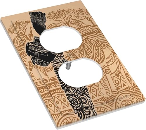 Miniatura 3 de Placa de pared con dispositivo dúplex de 1 cuadrilla para mujer africana, cubierta de interruptor de luz de elefantes, placa frontal eléctrica para