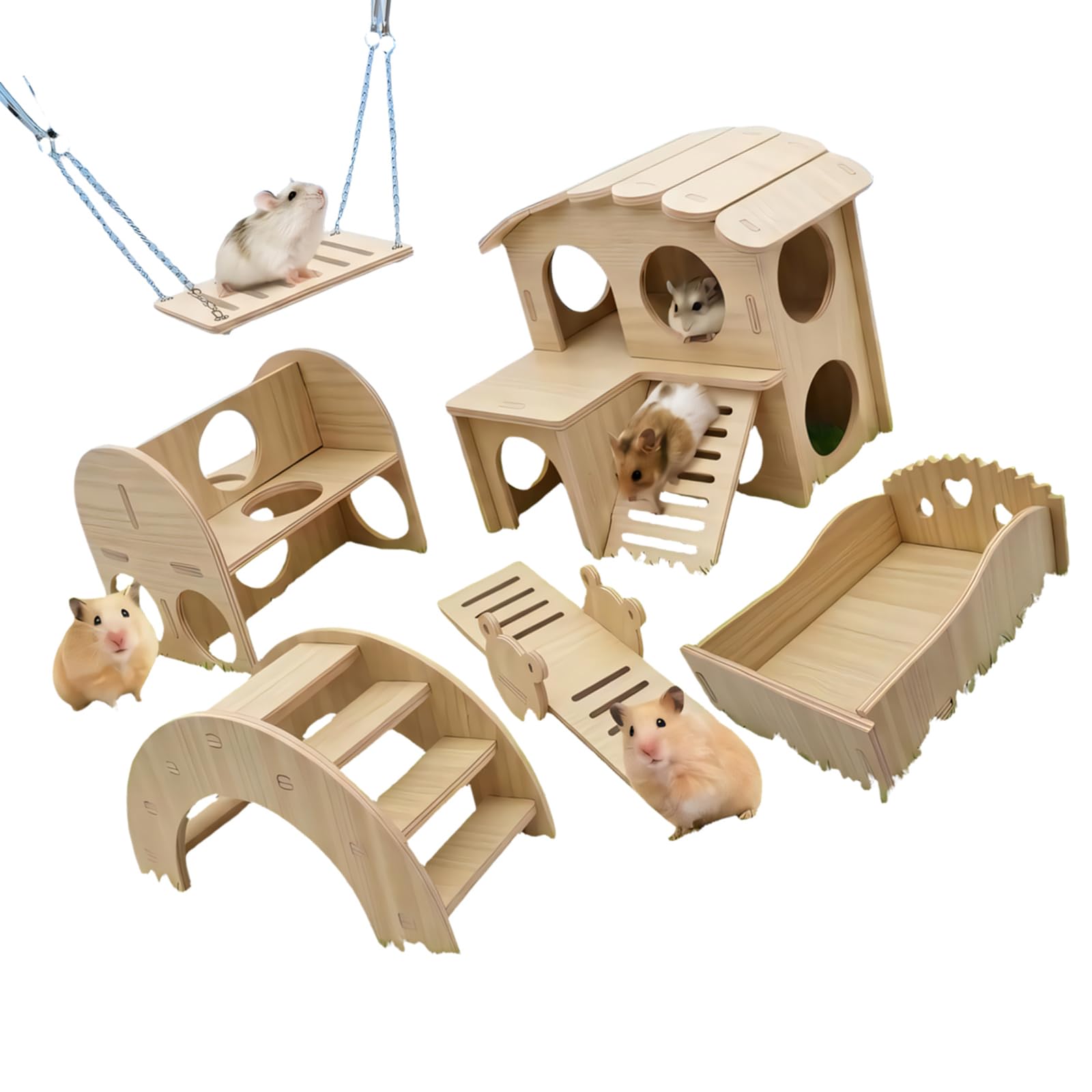 Niche en bois pour hamster pour user ses dents et jouer en toute sécurité