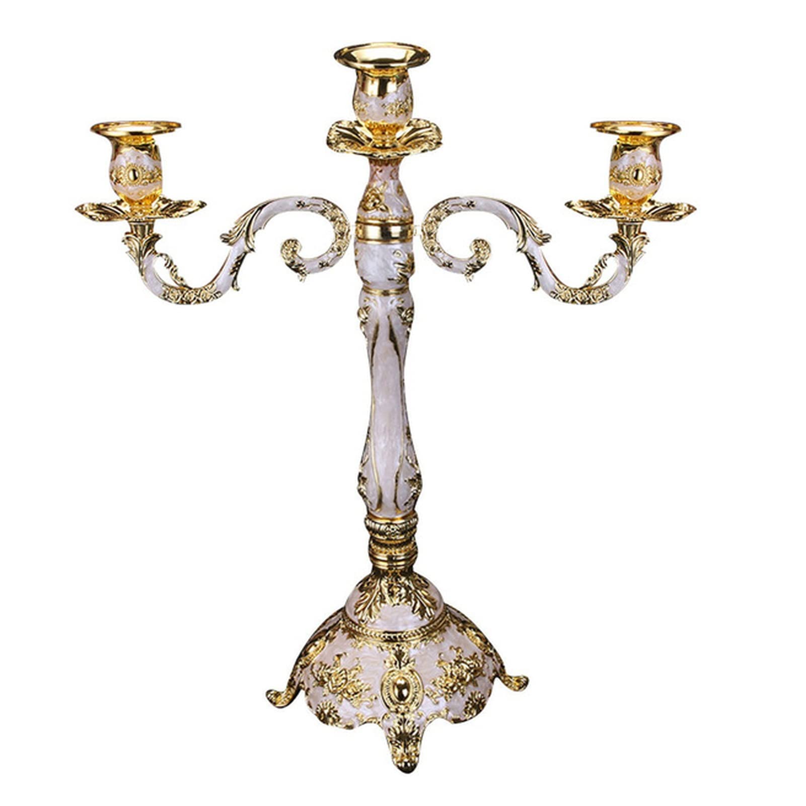 Candelabro Portacandele in metallo in stile europeo Portacandele Holder Wedding Home Decorazione romantica Decorazione della candela Decorazione della casa Candelabro Oro ( Size : Golden White 3 Head