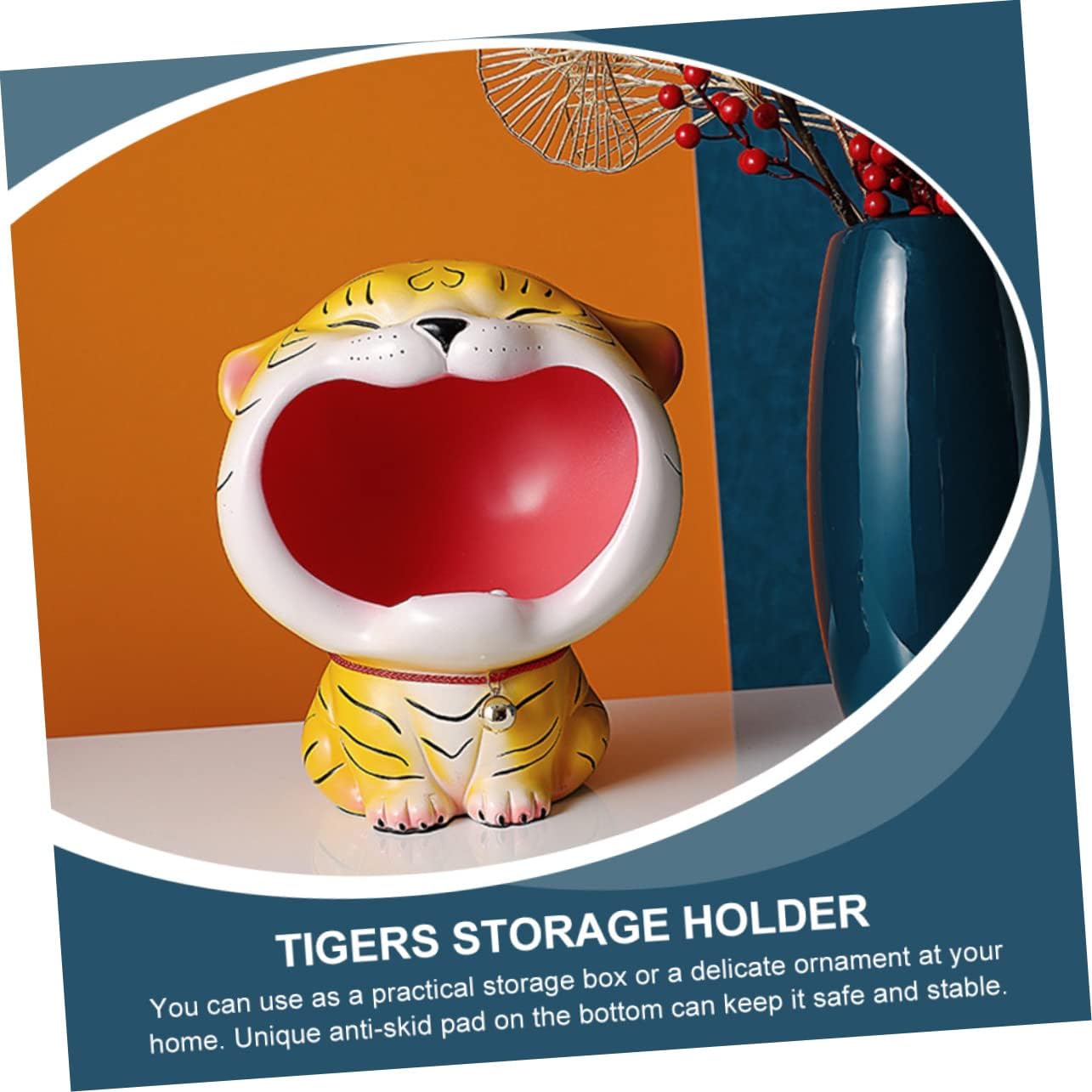 Alipis 1Pc Creative Tiger Mascot Storage Holder Lovely Ornament for Home Decor Skid Design for Organizing Keys and Candy Year present