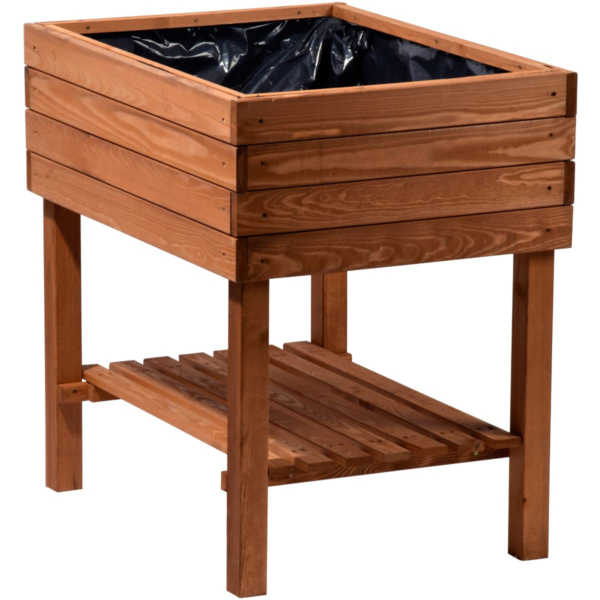 dobar® 58270e breites Hochbeet Kubus Massiv-Holz mit Ablageboden | Salatbeet Bausatz für Gemüse | Erhöhtes Gemüsebeet Garten & Balkon | Anzuchtbeet mit Füßen | 80 x 60 x 80 cm | Braun