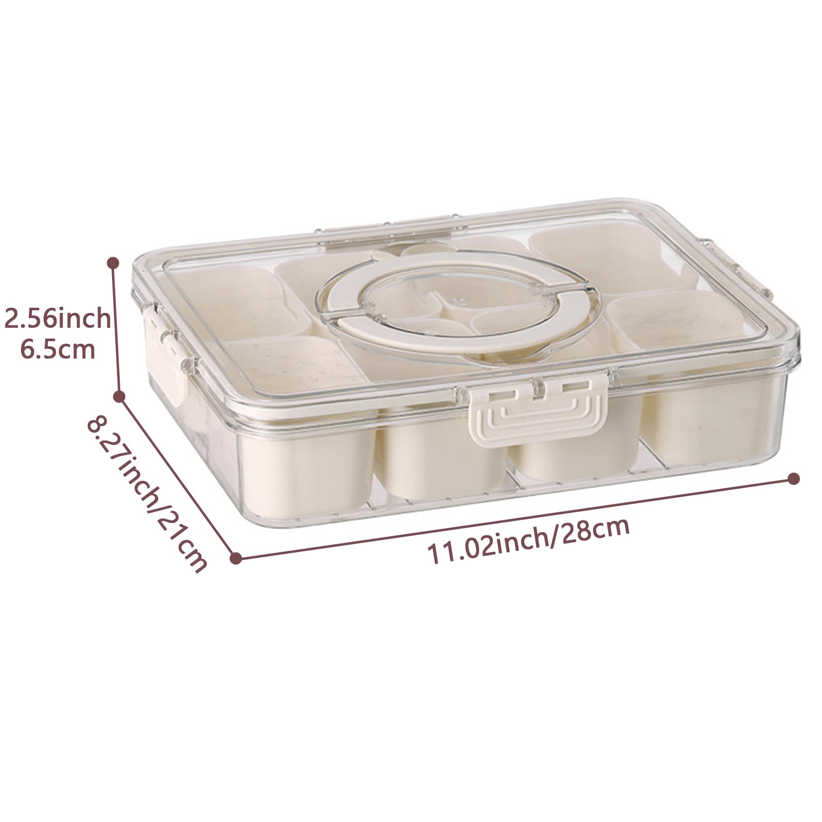 Bandeja de Servir Dividida con Tapa y Asa Bandejas para Bocadillos Cajas Bento para Contenedores de Almuerzo Cajas de Almacenamiento Organizador Portátil de Dulces para Frutas (Blanco)