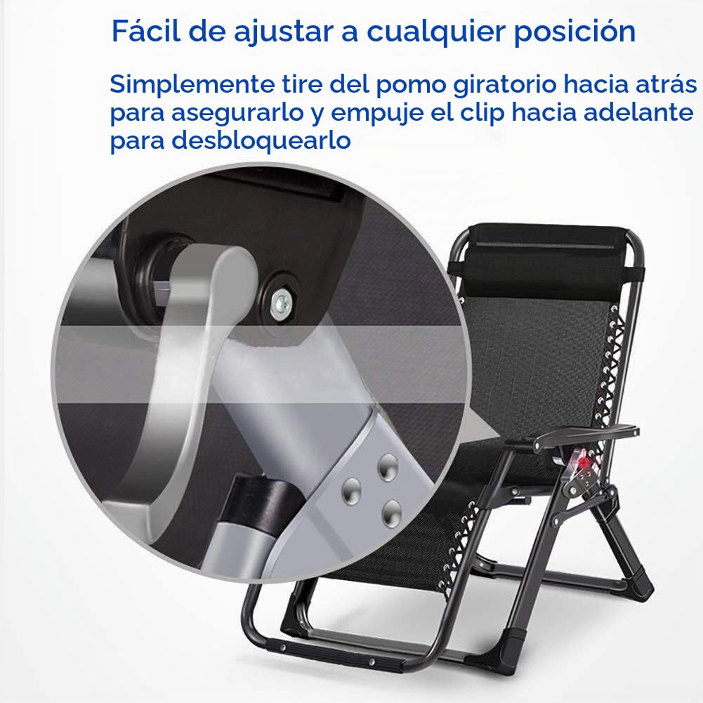 Sillas de Gravedad Cero Sillas extragrandes para Personas de Trabajo Pesado, sillones reclinables de Patio Extra Anchos Tumbona para Tomar el Sol en la Playa, Soporte 440 lbs.