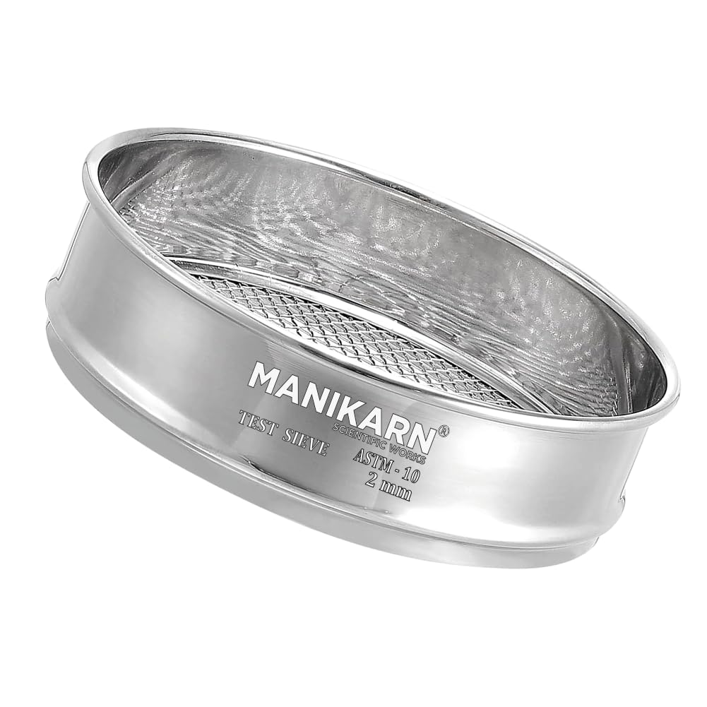 MANIKARN Test Sieve 8 inch (Diameter 200mm) 75 Micron Grade 304 Stainless Steel Test Sieve (ASTM No. 200)