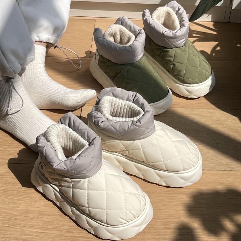 Premium Comfort Luxury Thermal Down Closed Back Non Slip Men's Fuzzy House Slippers Indoor Soft Warm Furry Shoes - Image 3