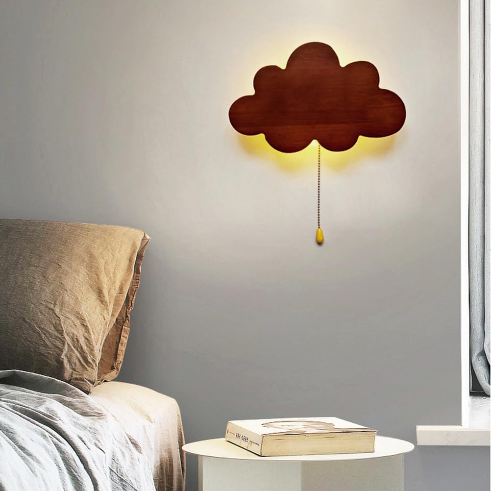 EaEa LED Wolkenlampe Wandlampe Kinderzimmer mit Schalter, 5W 3000K Wandleuchte Kinder Holz, USB/Batteriebetrieb, Mädchen Junge Kinderlampe Wand Nachttischlampe für Babyzimmer Schlafzimmer,B