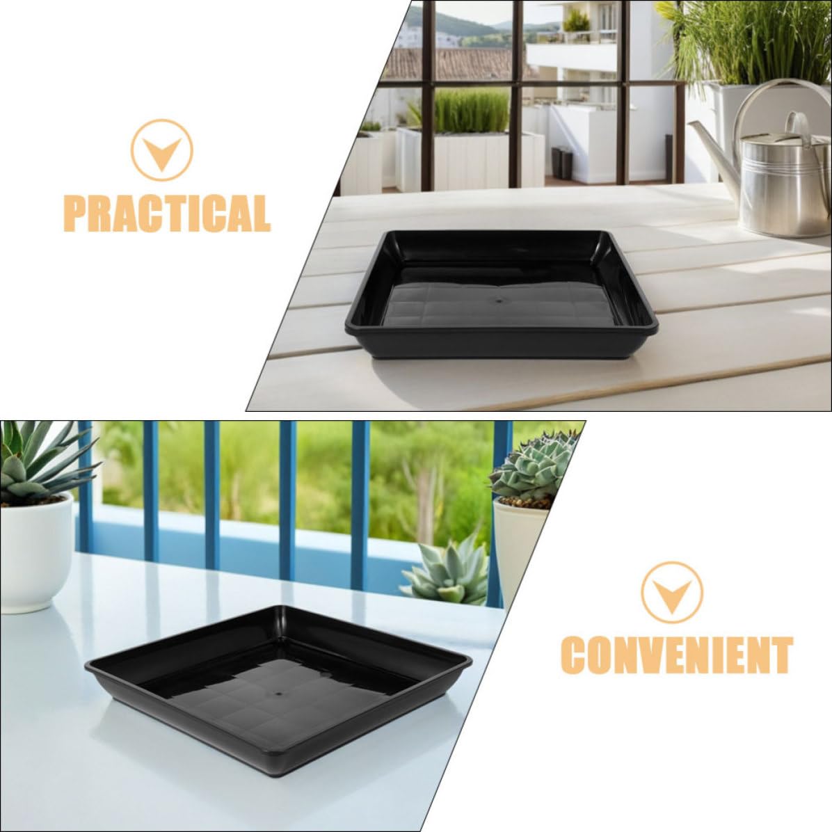 OSALADI 15 Pezzi Sottovaso Quadrato per Vasi di Piante in Pp Nero, Resistente e Facile da Pulire, per Giardino e Piante Grasse, Raccoglie Acqua in Eccesso e Previene Ribaltamenti