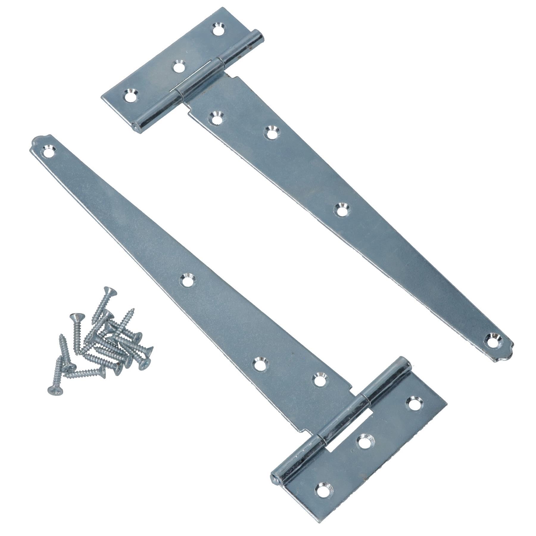 8in / 204mm Heavy Duty T Tee Hinges for Shed + Garden Gates Zinc Plated 2pc