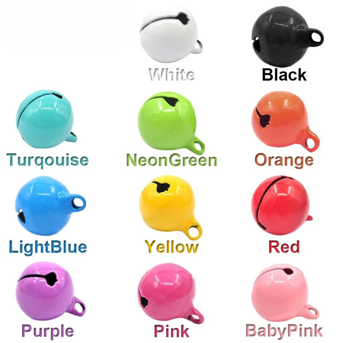 Lot De 50 Clochettes Jingle Bell 12 Mm - Couleurs Mélangées - Pour DIY Noël Et Artisanat