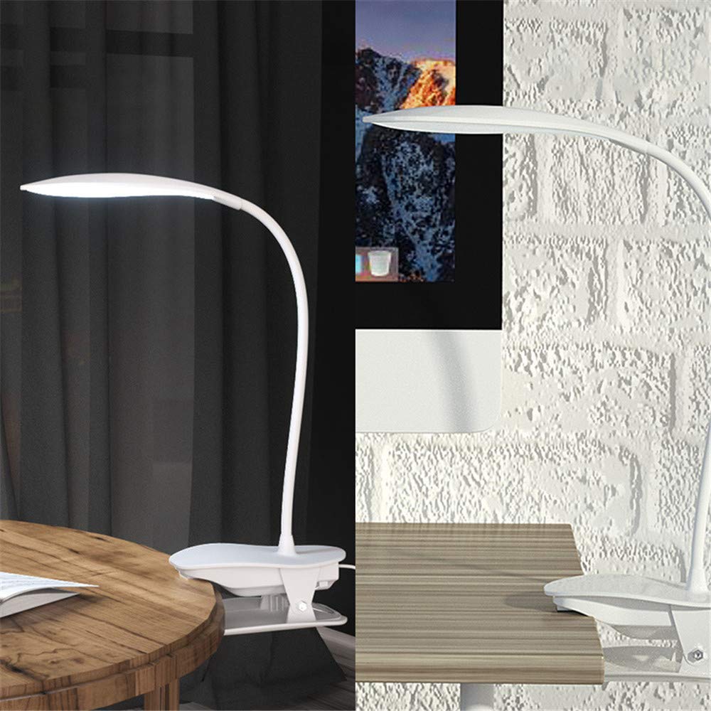Luz de Estudio LED de Cuello de Cisne giratoria con Clip y Luces de Lectura USB lámparas de Clip de luz de Libro Nocturno para Escritorio, cabecero de Cama, computadora