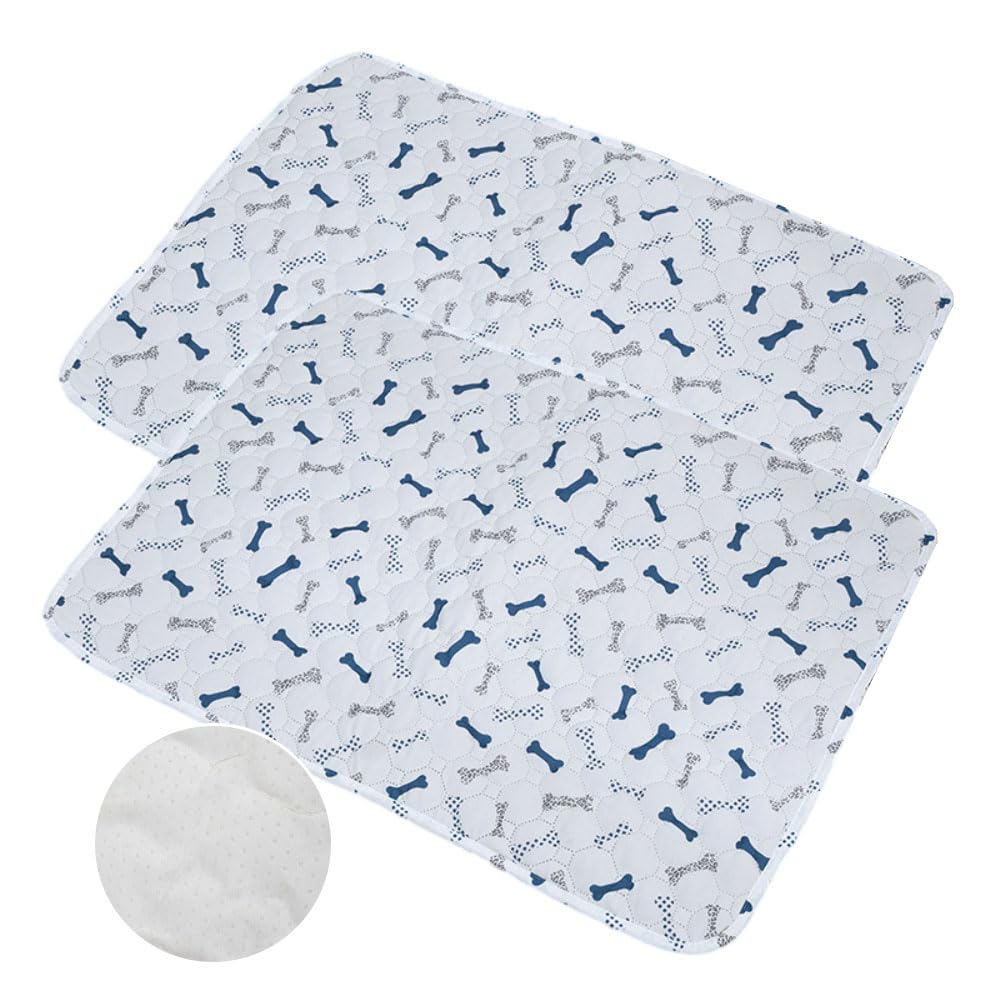 Mateju 2 Pieces Reusable Pee Pads for Dogs, Washable Puppy Training Pad Pets Dogs Cats Non-Slip Mat Super Absorbent Leak Proof Food Bowl Mats for Travel Training Pad Indoor (40x50CM,White)