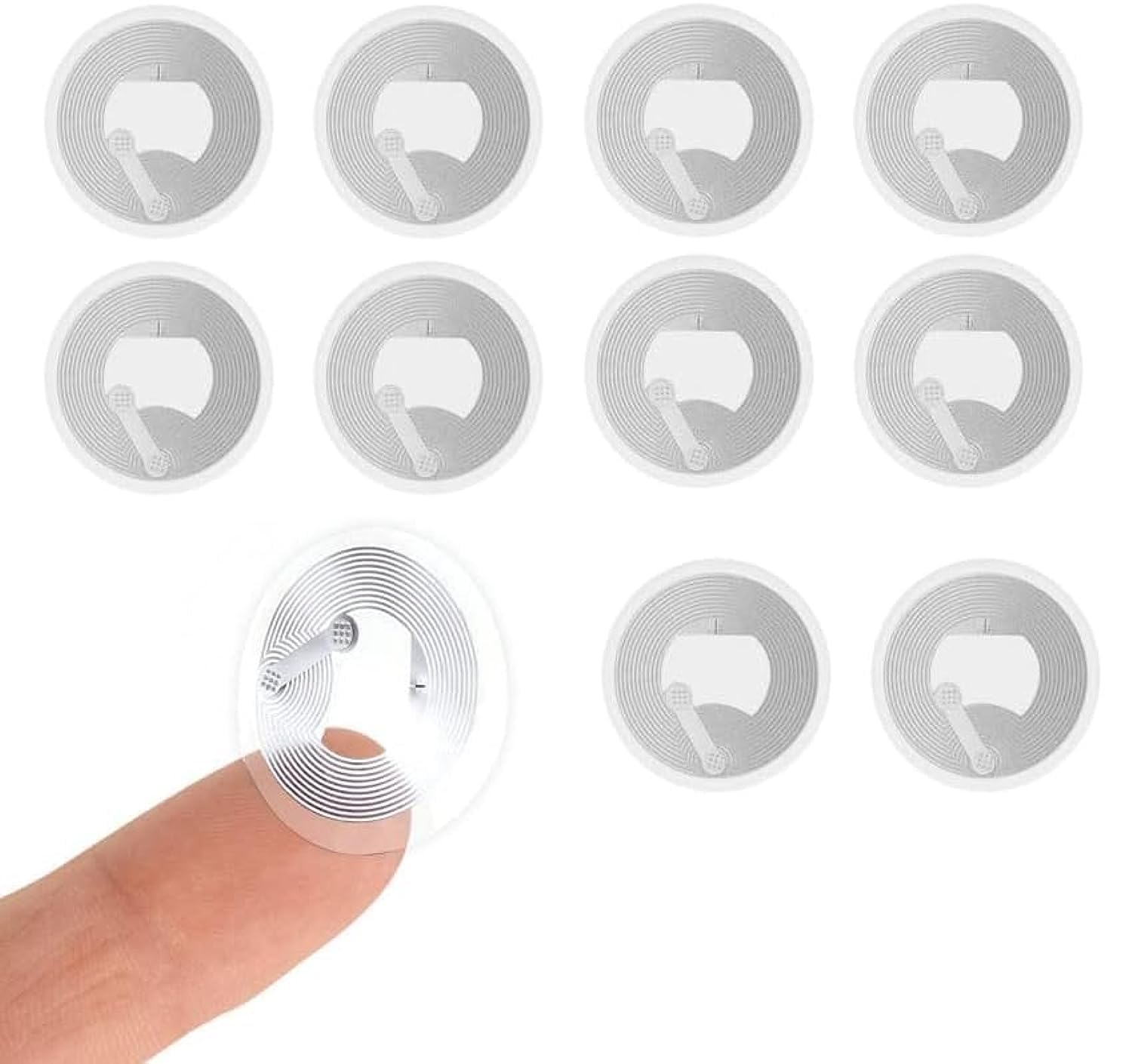 Rubik NFC 213 Sticker 144 Bytes Tags (Inlay), Transparent Self-adhesive Ntag213 Token Tags Compatible 13.56mhz RFID and NFC IC Reader/Writer (10 Tags)