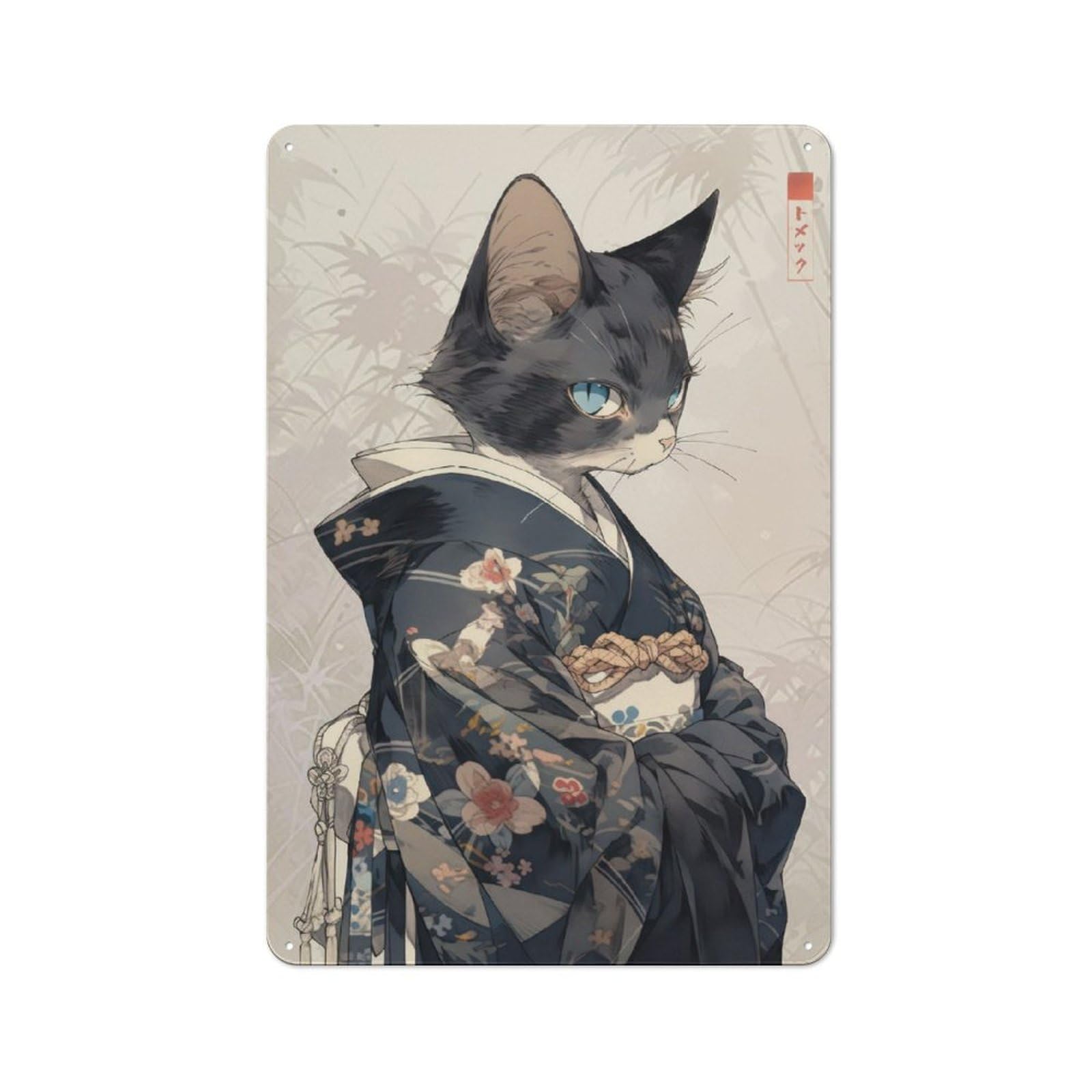 Junmoney Edo Cat Geisha Classic Kitchen Metal Sign 30X20cm Featuring Cafe Wall Decor For Restaurant, Kitchen, Counter Or Breakfast Nook