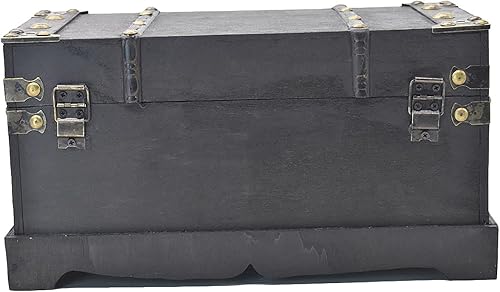 Miniatura 3 de Caja de madera decorativa antigua del tesoro de la vendimia del pecho del almacenamiento con la cerradura para la decoración de la casa