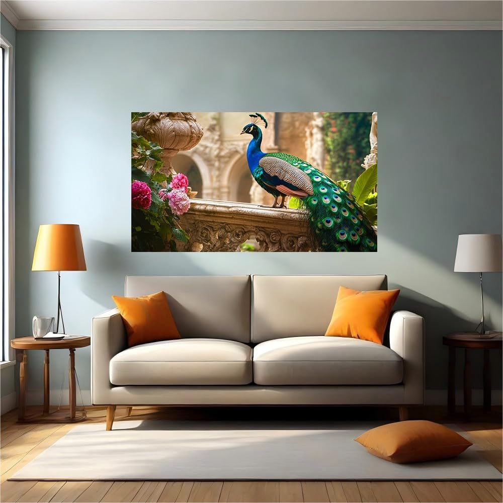 Calcomanías de pavo real autoadhesivas de 120x80 cm para tapar manchas y renovar paredes lisas
