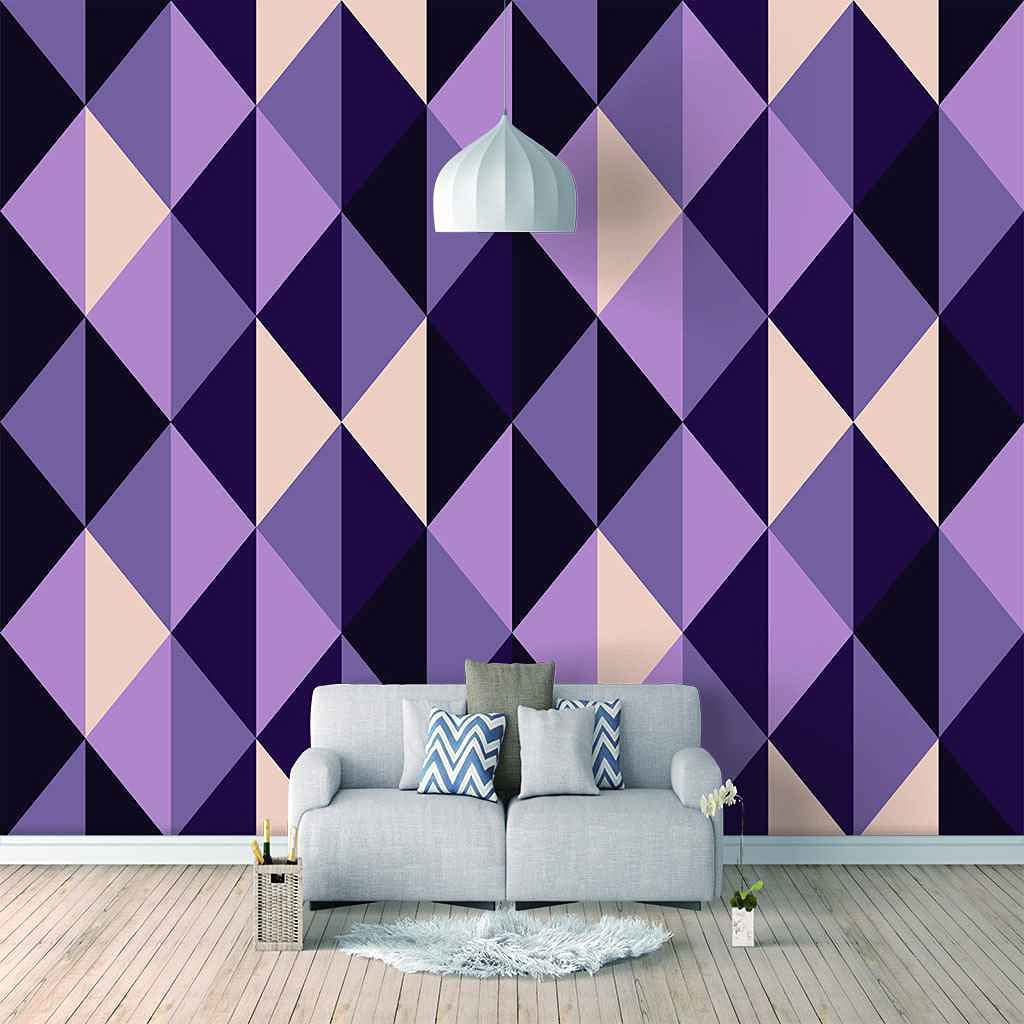 Poster géant auto-adhésif 3D violet toile murale facile DIY