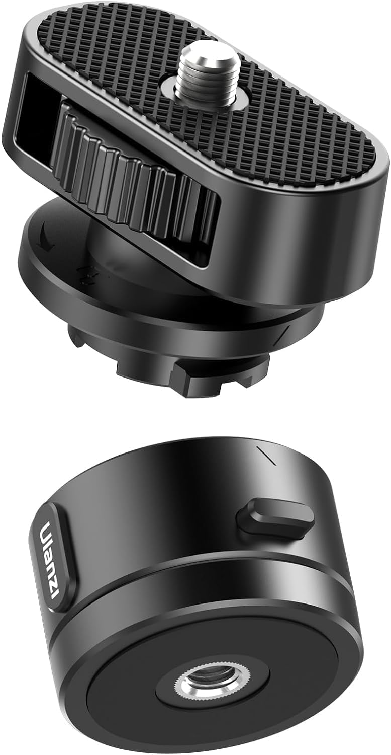 ULANZI Adaptador Go Quick II a 1/4 pulgadas, base Go Quick II de 1/4 pulgadas, tapa de liberación rápida, compatible con Go Quick II Selfie Stick/Tripod/Monopod/Cámara compacta/teléfono móvil/luz de