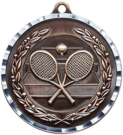 SHOP AWARDS AND GIFTS Customizable Academic Sports Award Medal with Neck Ribbon, Personalized, Custom, Engraved, Pack of 10, Tennis, Bronze