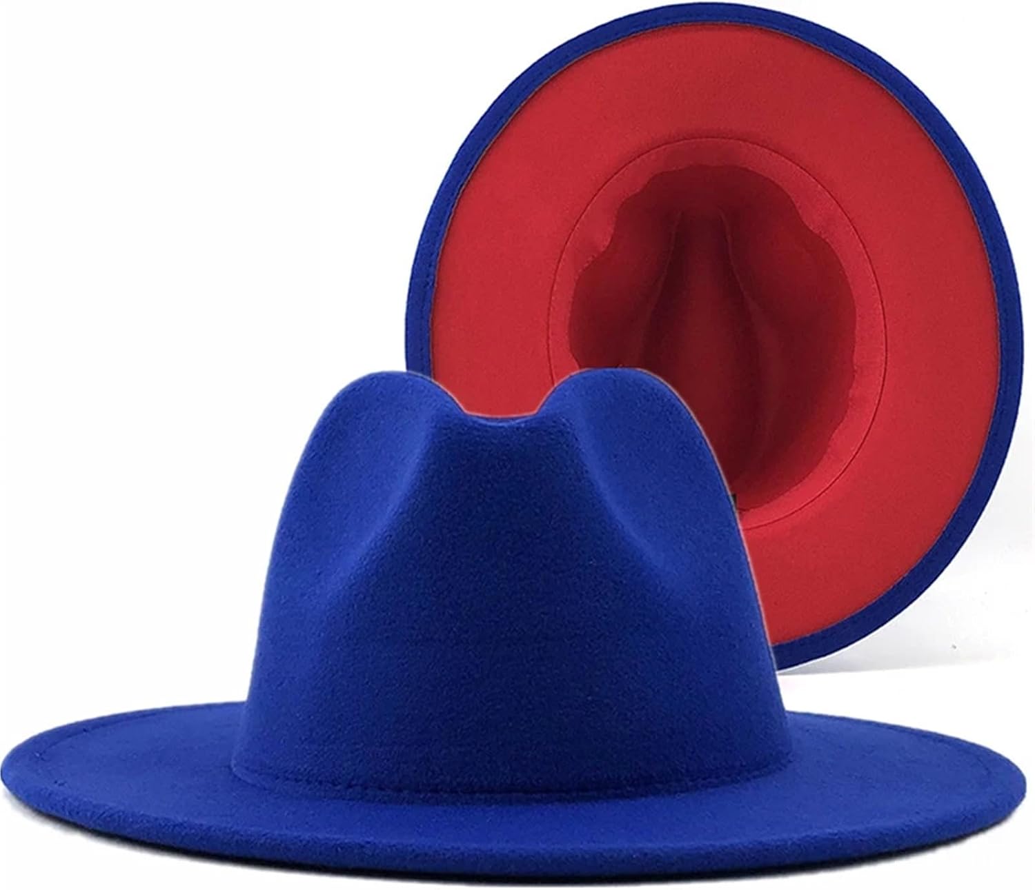 Fedora Hats for Men 1pc Patchwork Wool Felt Jazz Fedora Hat Unisex Wide Brim Panama Party Trilby Cap Wedding XL