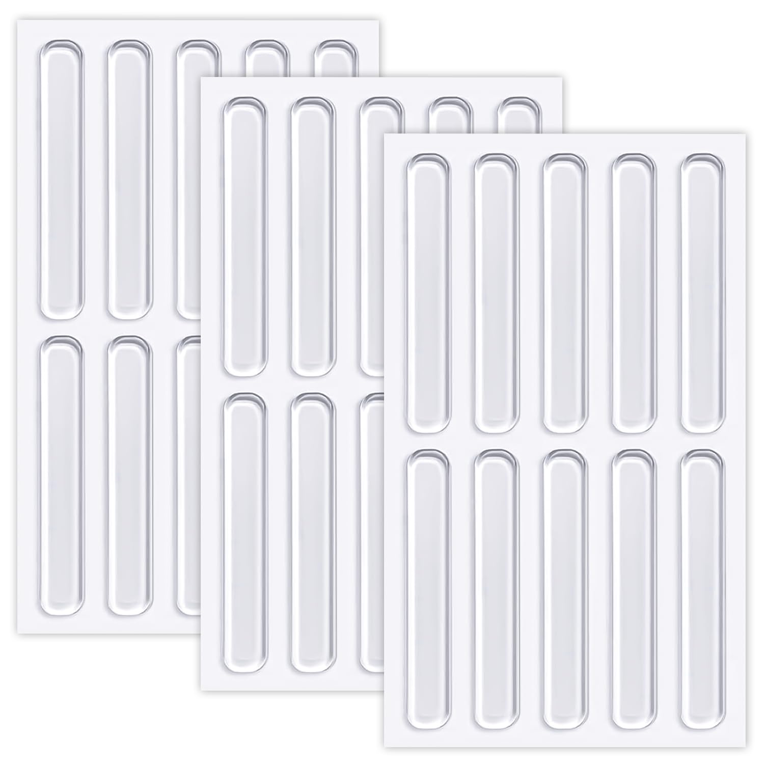 30 Pcs Transparent Furniture Bumpers, Silicone Cabinet Door Pads, Clear Adhesive Bumper Strips, Door Stoppers for Protecting Surfaces from Scratches and Slamming(63 * 10 * 2MM)