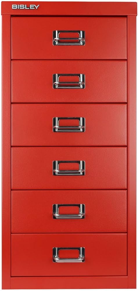 様 BISLEY スチール製 6段引き出し 赤 様 BISLEY スチール製 6段引き出し 赤