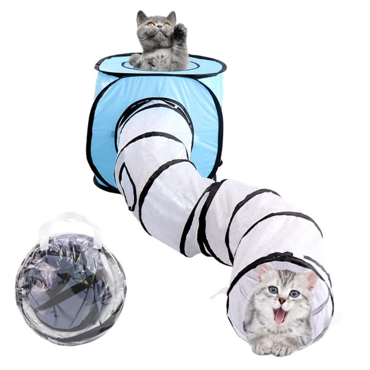 INOOMP Tunnel De Interactif pour Tunnel Pliable s Jouet pour Chaton Design Compact Bleu