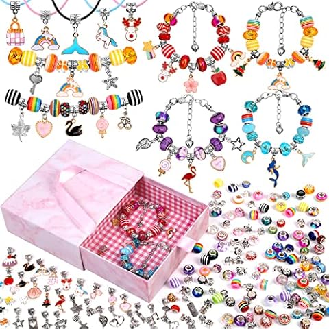 Lezmarket 208 Pcs Charm Bracelet Making Kit for Girls, Unicorn Mermaid Crafts Gifts Set, Charm Bracelets Jewelry Making Kit for 8-12 Age Girl Christmas Gifts Birthday Present Cover
