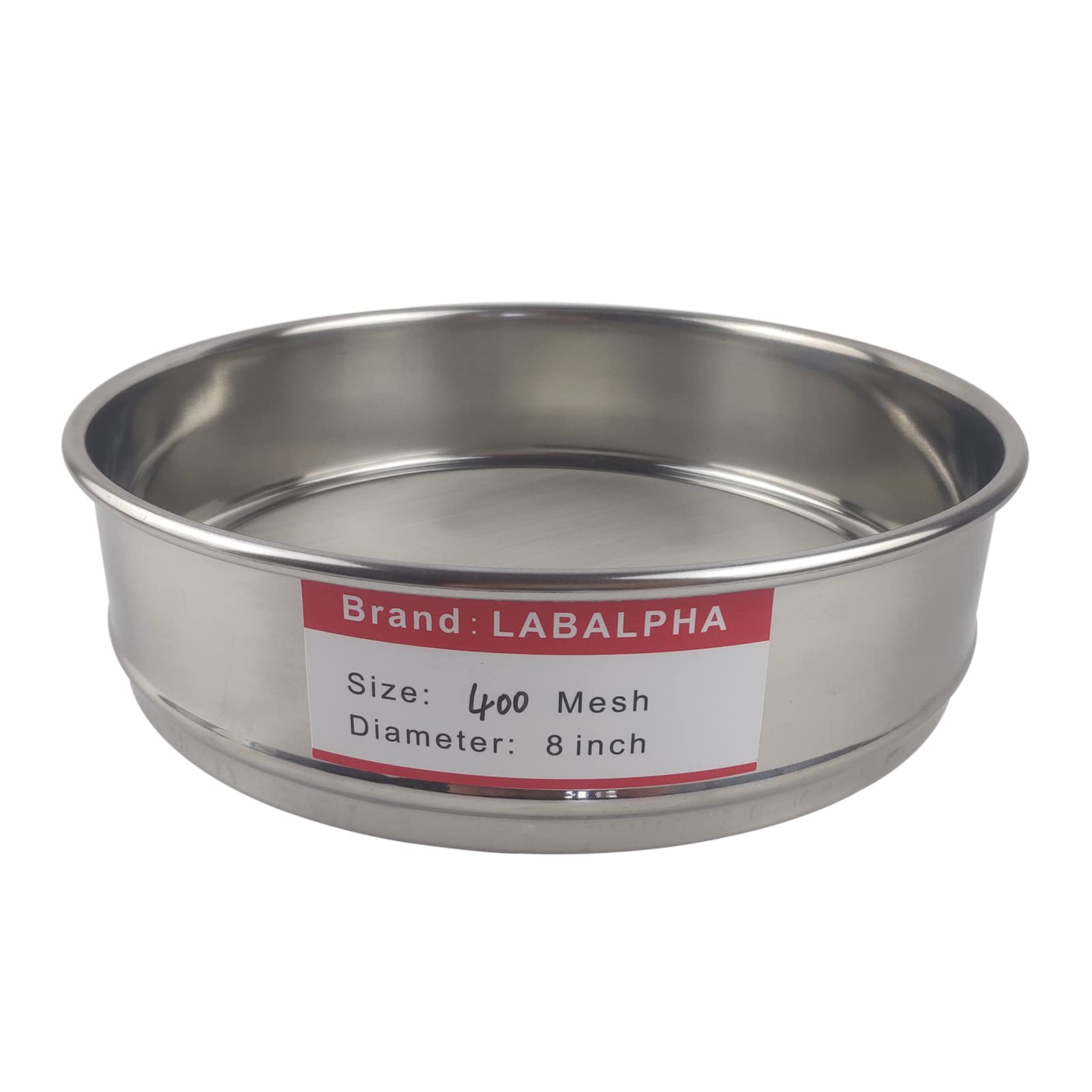 Photo 1 of LABALPHA 400 Mesh Lab Sieves, Test Sieve, 8'' Diameter, 304 Stainless Steel Wire Cloth (0.0385mm) 400 mesh (0.0385mm)