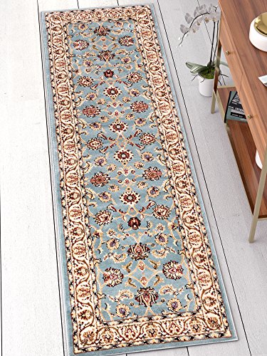 Well Woven Barclay Sarouk Light Blue Traditional Area Rug 2'7'' X 9'6'' Runner