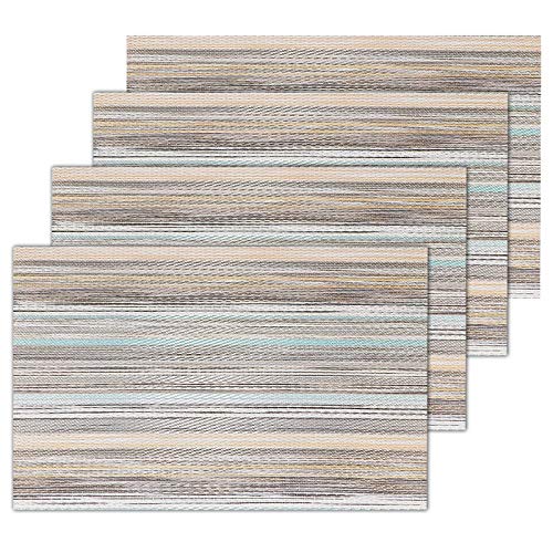 Placemats Set of 4 Place Mat for Kitchen Dining Table Decorative Washable Place Mats Heat-Resistant Non-Slip Waterproof Plate Cup Mats12x18 Brown Brown
