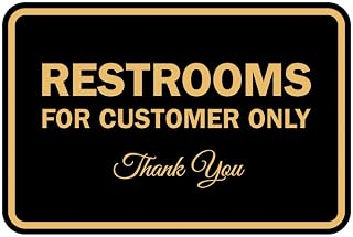 Signs ByLITA Classic Framed Restrooms for Customers Sign (Black/Gold) - Small 1 Pack