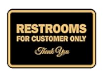 Signs ByLITA Classic Framed Restrooms for Customers Sign (Black/Gold) - Small 1 Pack