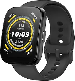 Relógio Inteligente Amazfit Bip 5 46mm A2215 GPS, Chamadas Bluetooth, Bateria de 10 dias, Tela ultra grande, Rastreamento de passos, Alexa Built-In, AI Fitness App (Black)