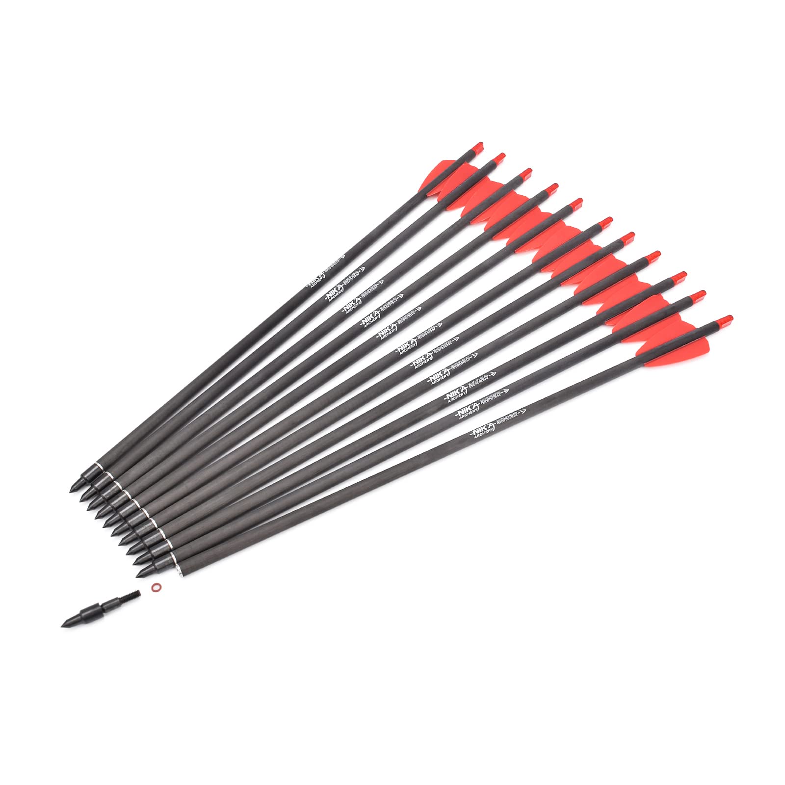 NIKA ARCHERY Lot de 12 boulons d'arbalète en carbone de 38,1 cm - Convient pour la chasse à l'arc EK Cobra RX - Pour la chasse à l'arc en plein air