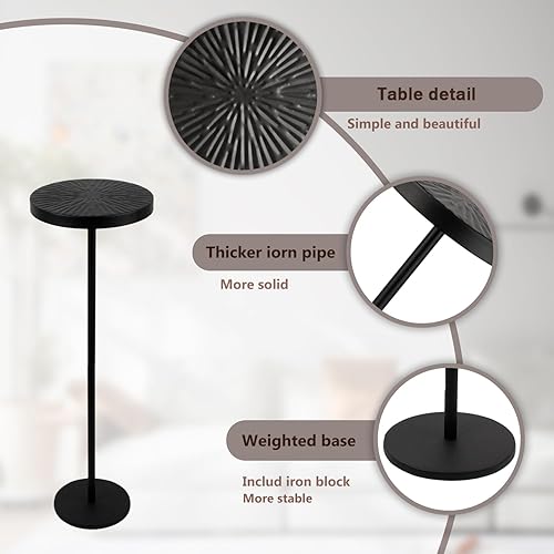 Miniatura 5 de Metal Drink Table, Black Side Table, Modern Martini Table Small End Table for Small Spaces, Living Room, Sofa Couch, Patio, Black
