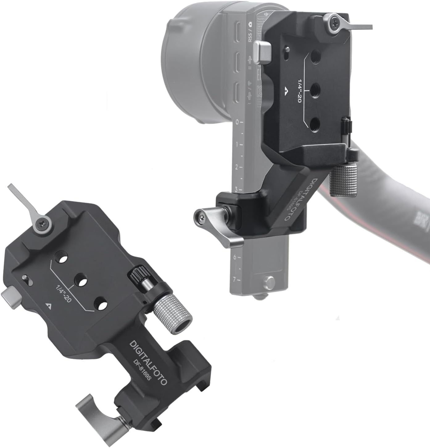 DF DIGITALFOTO RS3 Portrait, Support de Caméra Vertical RS3 2e Génération Amélioré, Compatible avec DJI Ronin RS2/RS3/RS3Pro, pour la Prise de Vue sur Les Réseaux Sociaux (IG, Youtube Shorts, Reels
