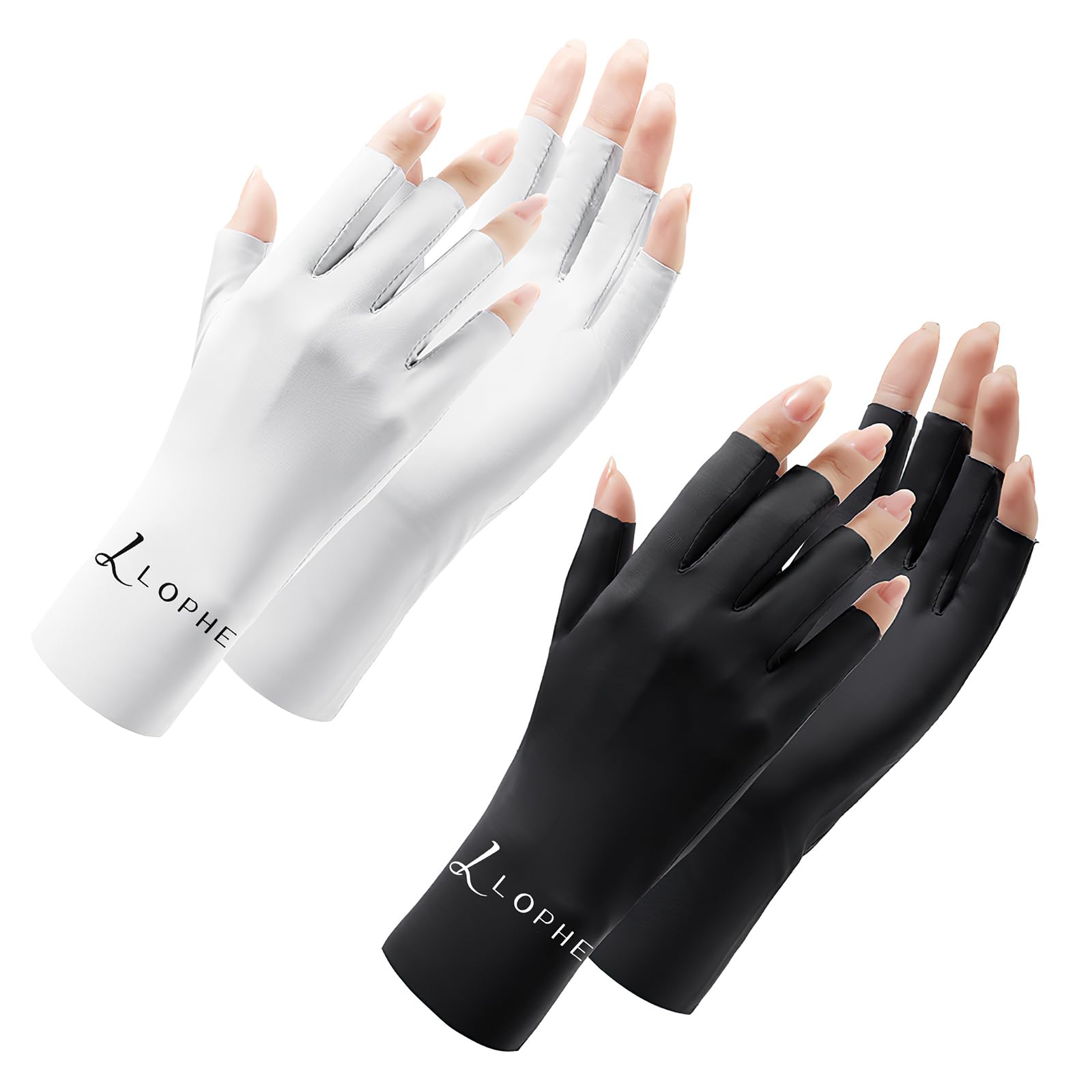 LOPHE Guantes Protección Solar, Guantes sin Dedos, Transpirables, Guantes Manicura Protección UV, Medio Dedo, Material de Seda de Hielo, Adecuado para Ciclismo, Equitación