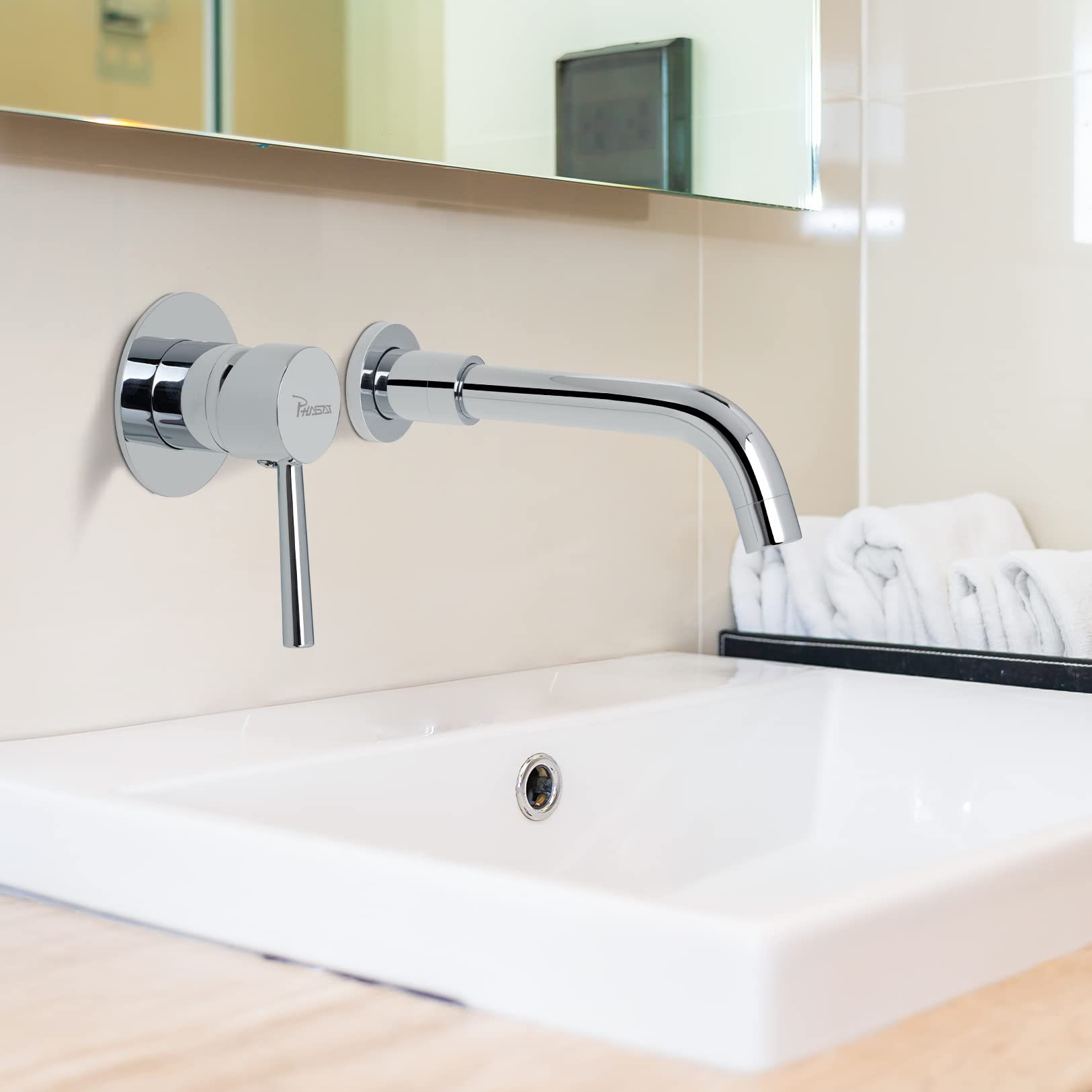 PHASAT Mitigeur Lavabo Encastré, Robinet de salle de bain, Mitigeur monocommande pour lavabo PTBB06C