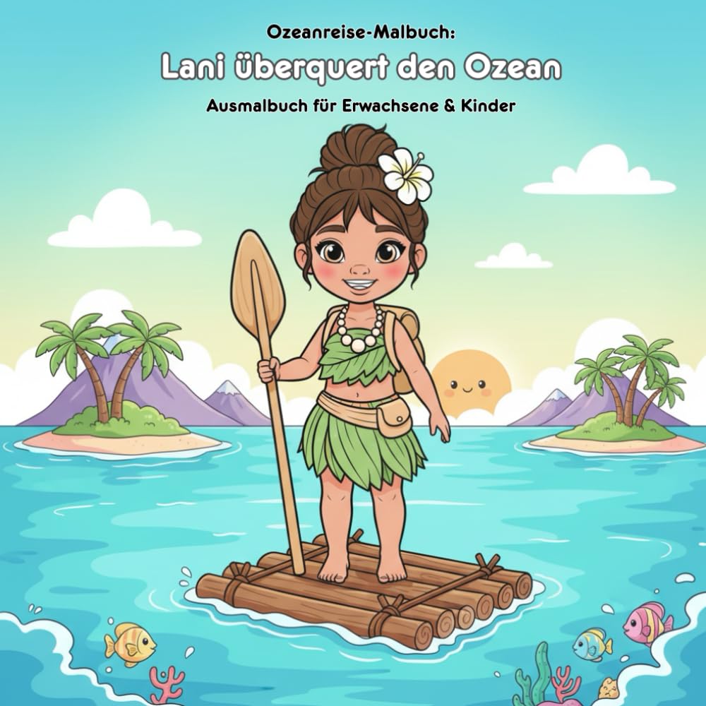 Lani überquert den Ozean: Für Kinder & Erwachsene | 36 Ausmalbilder | 21.59 x 21.59 cm | Ein spannendes Ozeanabenteuer zum Ausmalen