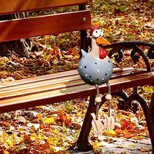 DYOUen Huhn Deko Garten Handarbeit Gartenstecker Weihnachten Hahn Gartenstatue Henne Gartendeko Hühner Gartenfigur Harz Gartendekoration, fur Outdoor Balkon Wohnzimmer (grau)
