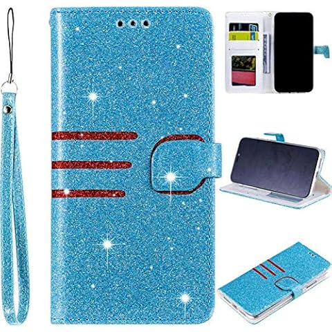 Magnetverschluss Bookstyle für Huawei P30,Diamond Sparkle Funkeln Bling Glitzer Leder Stand Funktion Kartenfach Slim Klassisch Flip Wallet Hülle thumbnail