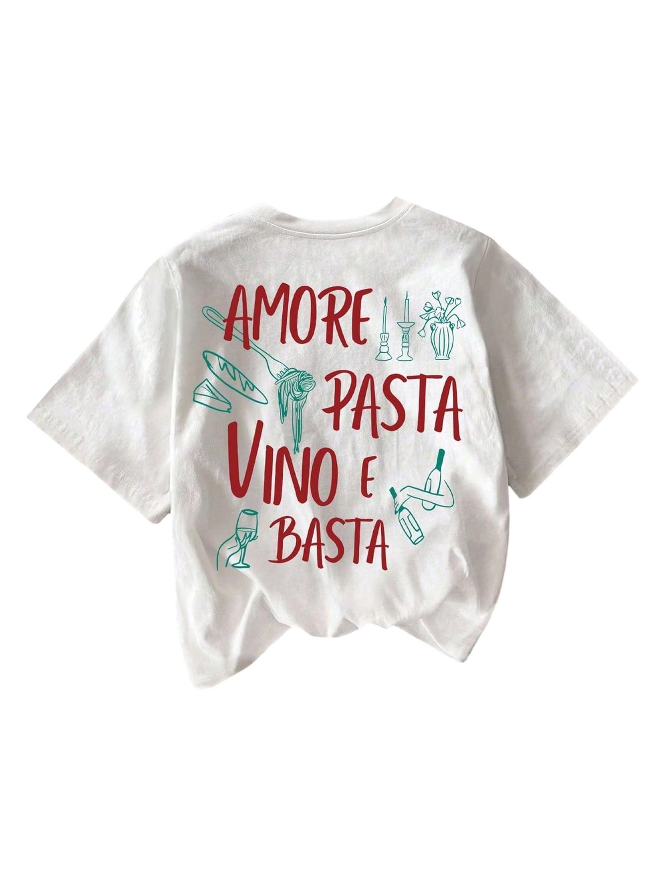 RoseSeek Women's Graphic Letter Tee Crew Neck Trendy Summer Vintage T Shirt