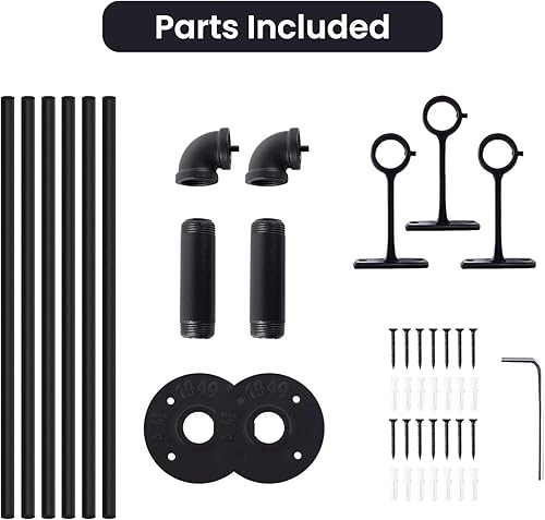Miniatura 10 de Barras de cortina de 1 pulgada para ventanas de 66 a 120, barra de cortina industrial, barra de cortina negra, barra de cortina para exteriores e