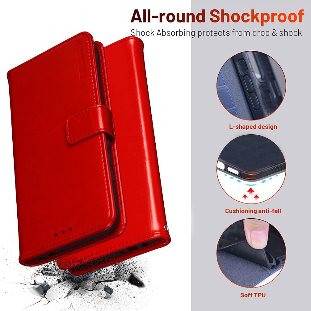 Cover Con Portafoglio E Funzione Stand Per Wiko Y82, Colore Blu. Custodia In Pelle E Silicone Morbido, Con Slot Per Carte Di Credito E Chiusura Magnetica.