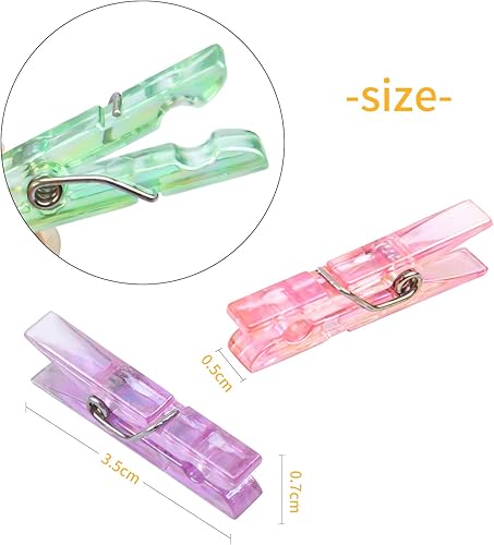 Miniatura 3 de Mini clips de plástico, 50 piezas de clips de fotos de plástico de colores, pinzas de papel para manualidades, 1.4 x 0.2 x 0.3 in