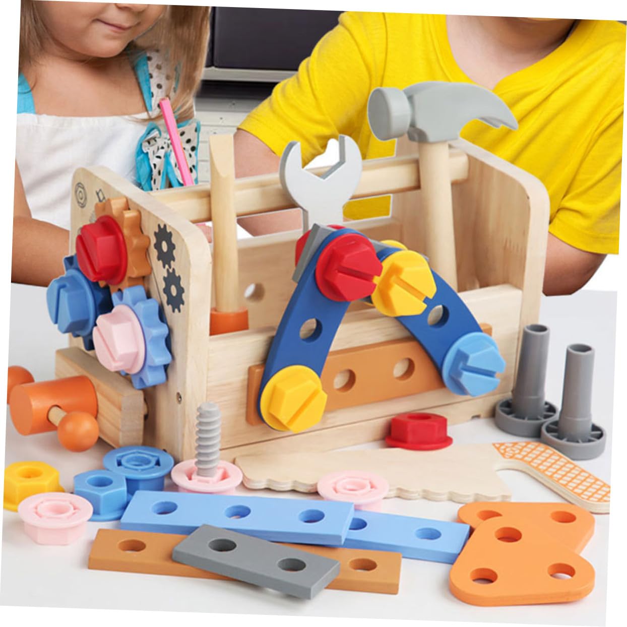 Herramientas Infantiles de Madera para Bricolaje Educativo Juego de Construcción para Kit Seguro de Herramientas de Madera para Desarrollar Coordinación y Pensamiento Lógico